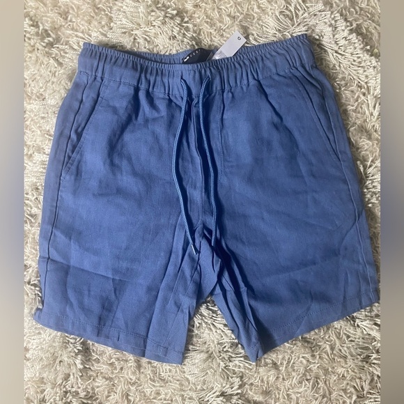 NWT ASOS Men’s Linen Blend Preppy Shorts Elastic  Drawstring Waist Size 2XS - Picture 1 of 6